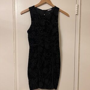 Intimately Free People Black Bodycon Dress Small Textured Pattern Faux Velvet